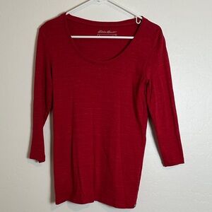 Eddie Bauer Tall Size Women's Heathered red 3/4 Sleeve Tee